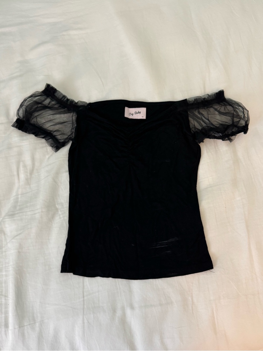 Black Puff Sleeve Women's Top